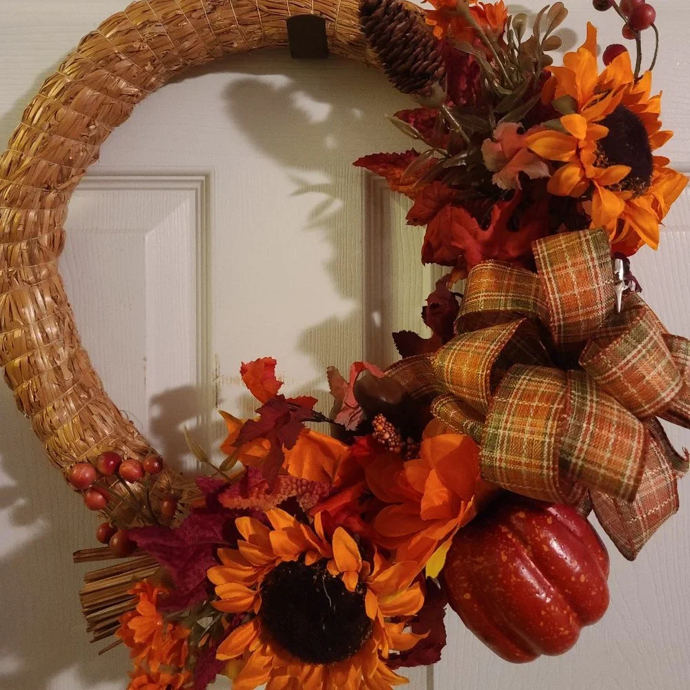 Seasonal Wreaths - EASTER, Fall, Christmas, Winter, Hannukah, White puff: Pick 1